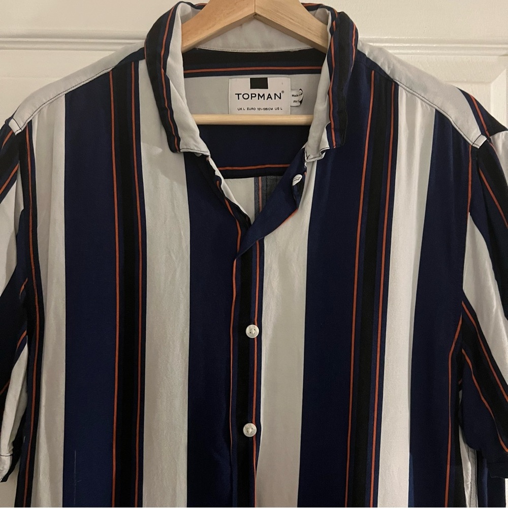 Topman Short Sleeve Button Up Striped Shirt